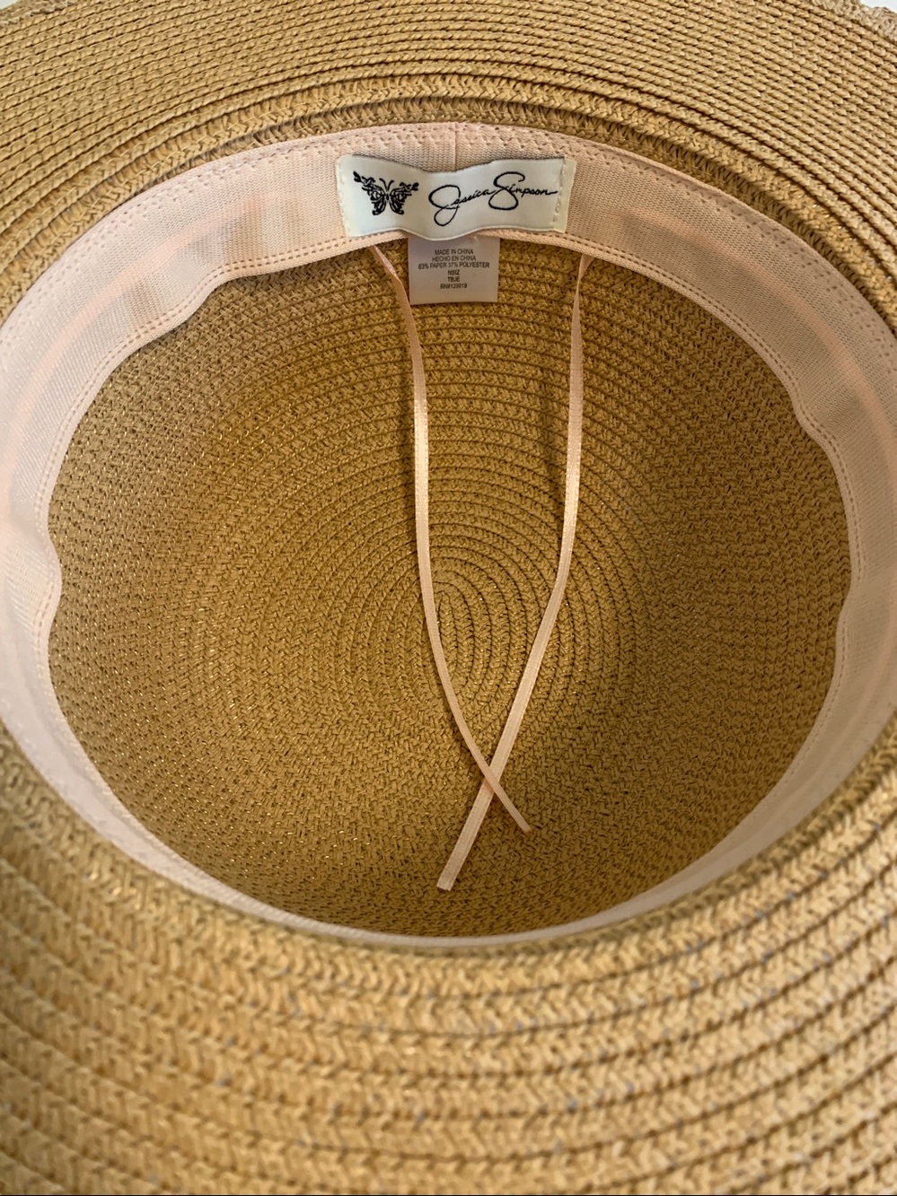 Jessica Simpson Scalloped Edge Wide Brim Straw Hat - UPF 50 UV Protection - Picture 6 of 9